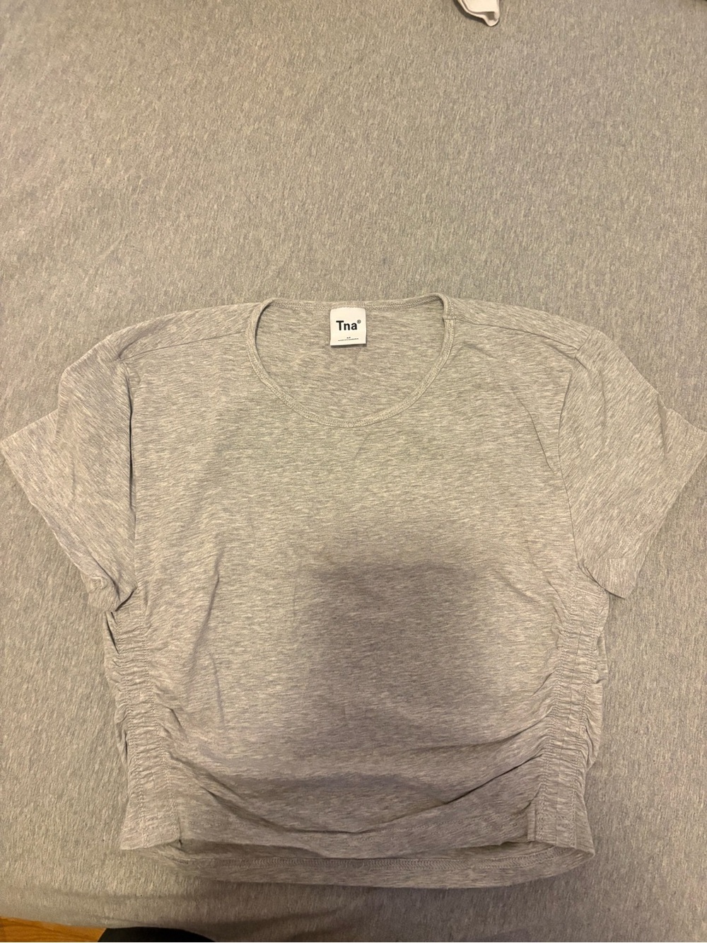 TNA Heather Gray Short Sleeve Ruched Tee